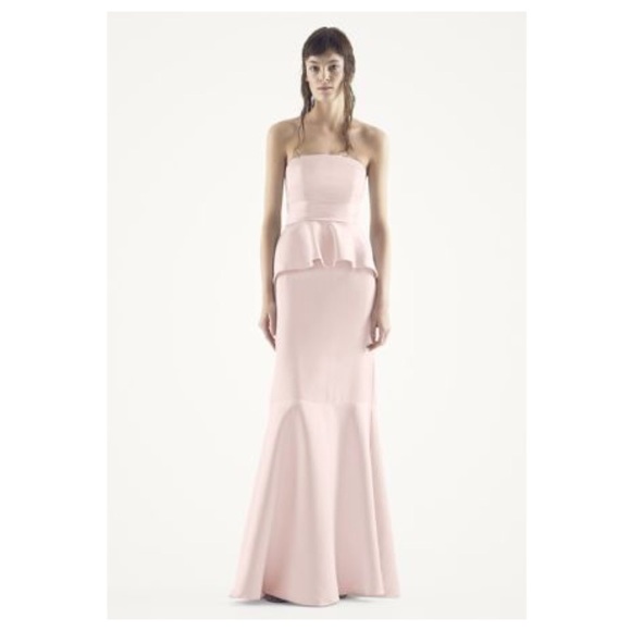 Vera Wang Satin & Matte Crepe Peplum Dress w/Sash - Picture 1 of 7